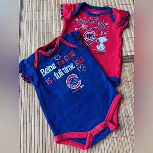 MLB Genuine Merchandise Chicago Cubs, girl infant onesie set of 2, 0-3 months,